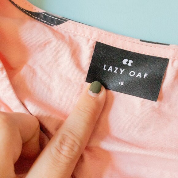 Lazy Oaf Happy Sad Pink Face Blouse - Size 18 - Picture 4 of 10